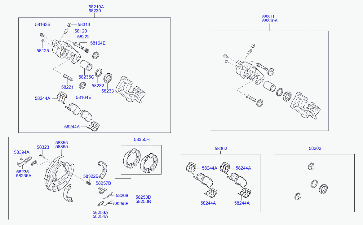 Hyundai 58255-1G300 - Set accesorii, saboti frana parcare parts5.com