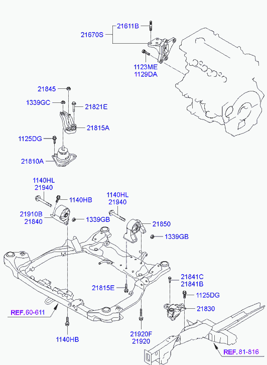 Hyundai 218102H000 - Suport motor parts5.com