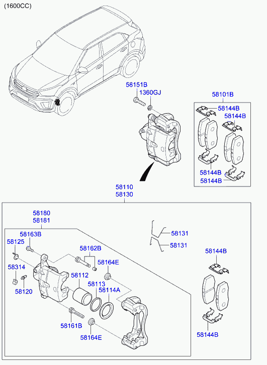 KIA 58101M0A00 - Komplet zavornih oblog, ploscne (kolutne) zavore parts5.com