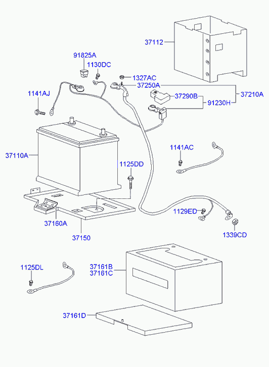 Hyundai 3711038100 - Akumulator za startovanje parts5.com