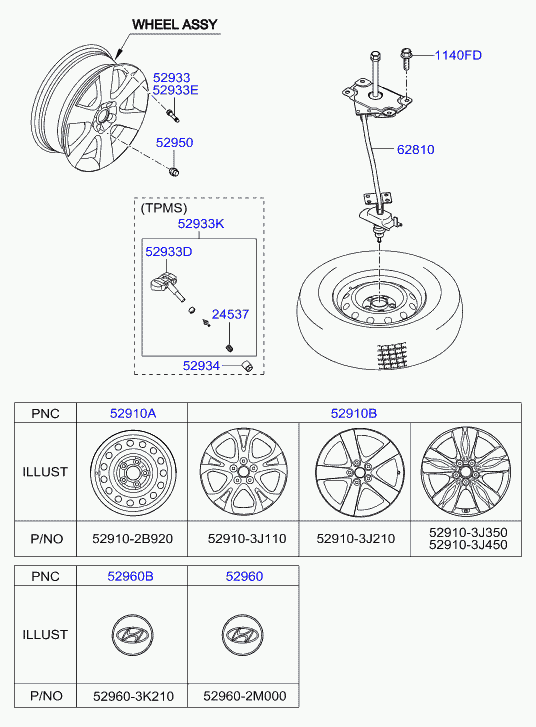 Hyundai 52933-3J000 - Αισθητήρας τροχού, σύστημα ελέγχου πίεσης ελαστικών parts5.com