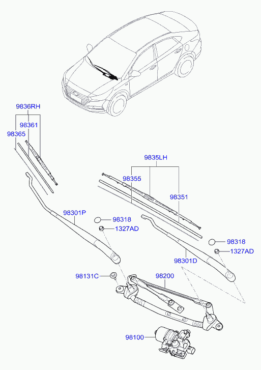 KIA 98350H5000 - Lamela stergator parts5.com