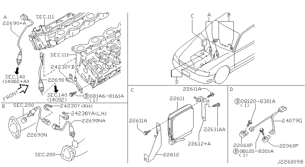 NISSAN 22691AR210 - Lambda Sensor parts5.com