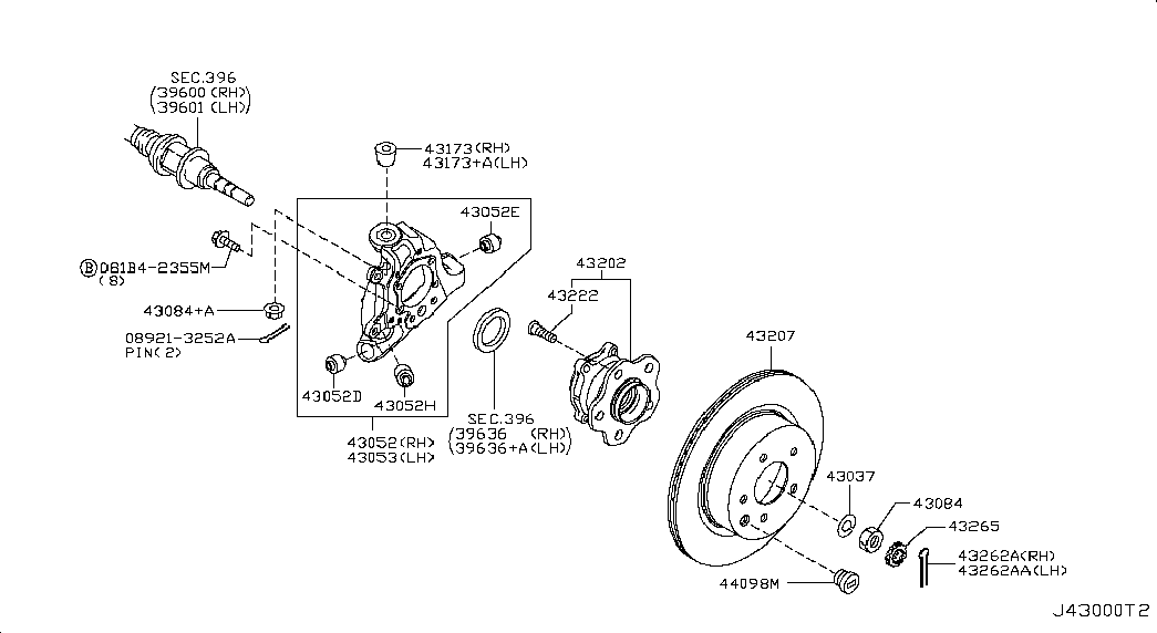 NISSAN 43202-4GA0B - Kerékcsapágy készlet parts5.com