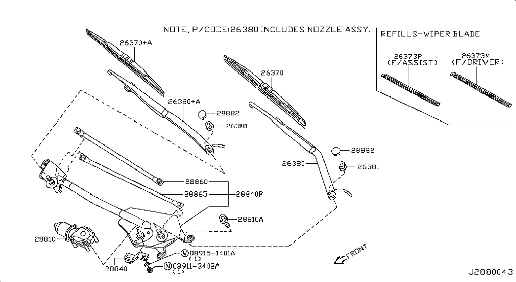 NISSAN 288826J000 - Щетка стеклоочистителя parts5.com