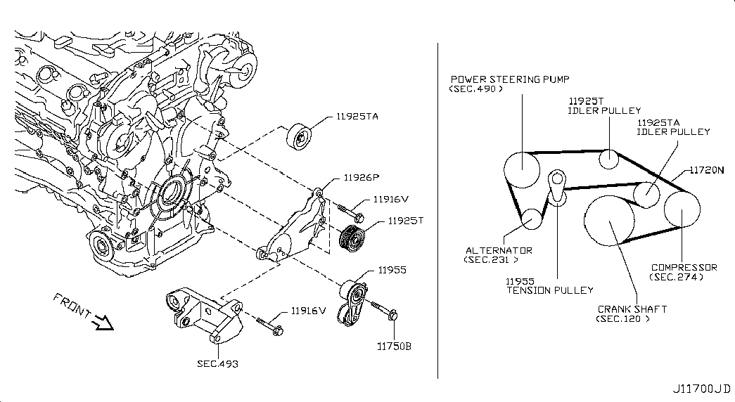 NISSAN 11720-JK20A - Ιμάντας poly-V parts5.com