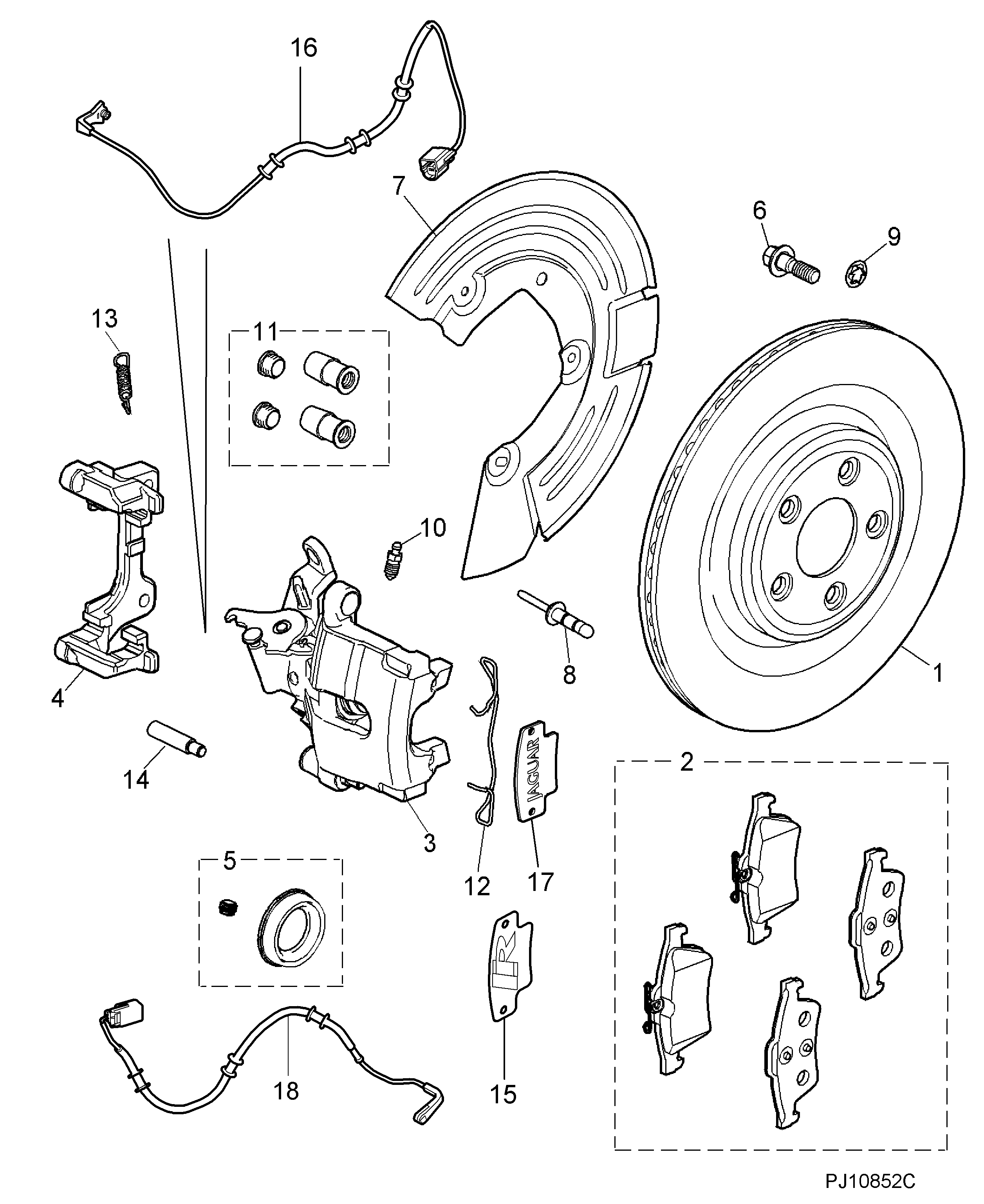 Jaguar C2P17595 - Sada brzdových destiček, kotoučová brzda parts5.com