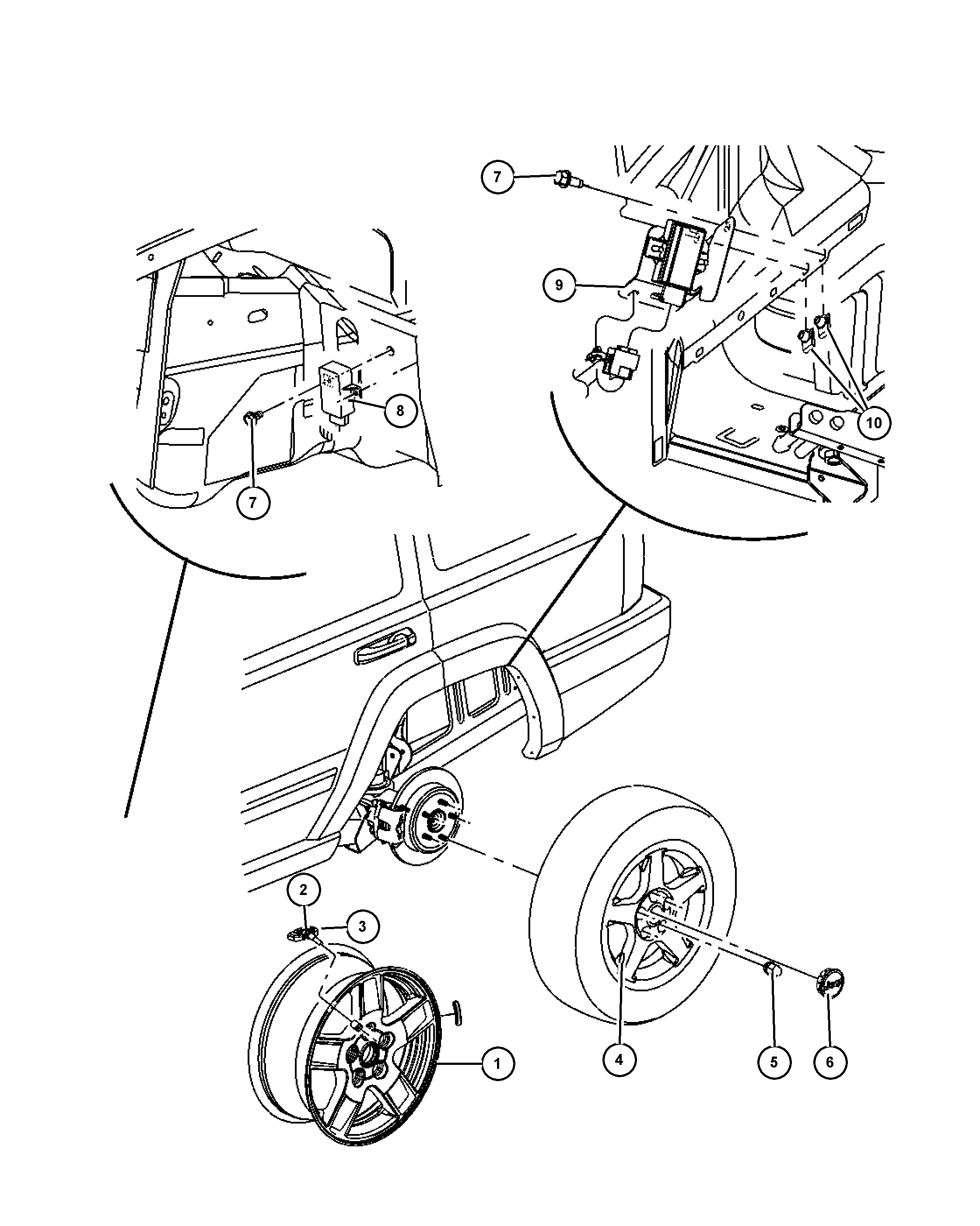 Jeep 56053 031AB - Wheel Sensor, tyre pressure control system parts5.com