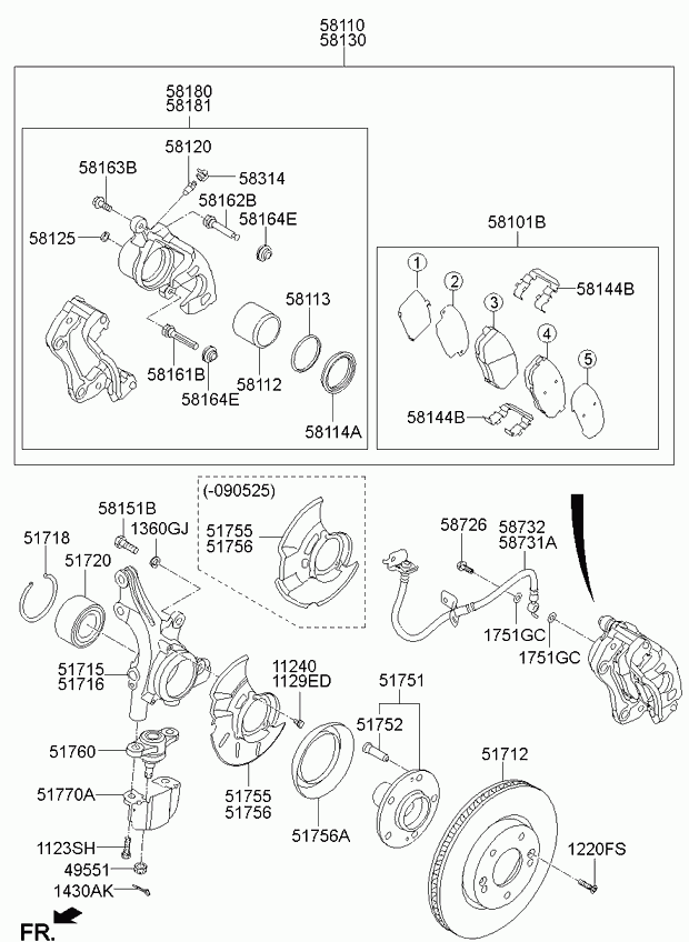 KIA 581011MA00 - Set placute frana,frana disc parts5.com