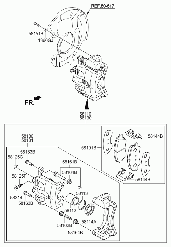 Hyundai 581011RA01 - Тормозные колодки, дисковые, комплект parts5.com