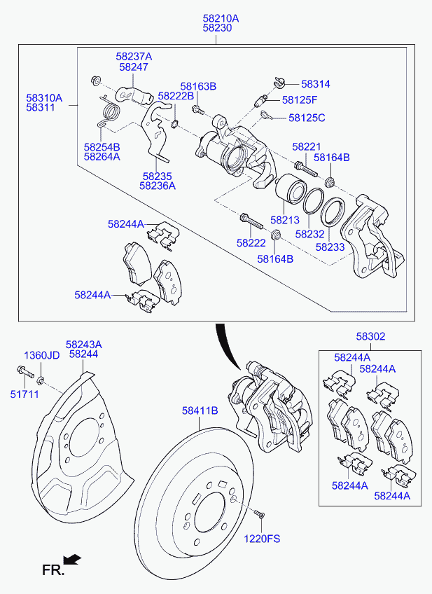 Hyundai (BEIJING) 58302A4B00 - Pad kit - rear disc brake parts5.com