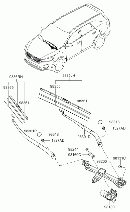 KIA 98350A9500 - Silecek süpürgesi parts5.com