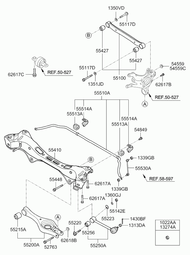 Hyundai 552101H100 - Łożyskowanie, wahacz parts5.com