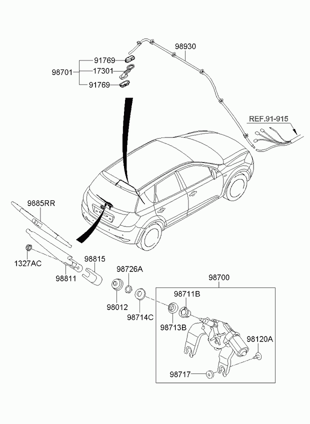 Hyundai 98850 1H000 - Törlőlapát parts5.com