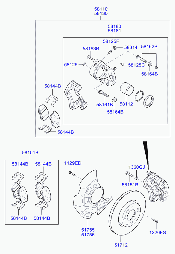 KIA 58101 2TA00 - Set placute frana,frana disc parts5.com