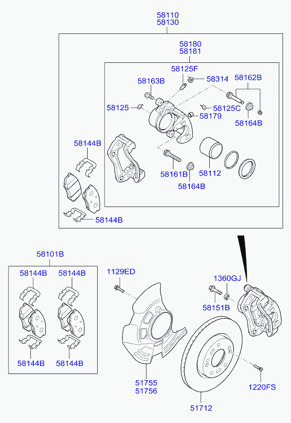 Hyundai 581013QA50 - Set placute frana,frana disc parts5.com