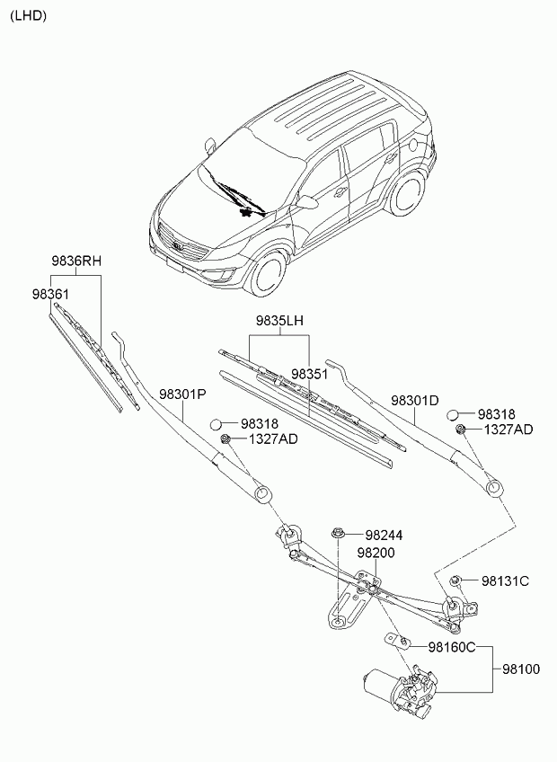 KIA 983603U000 - Wiper Blade parts5.com