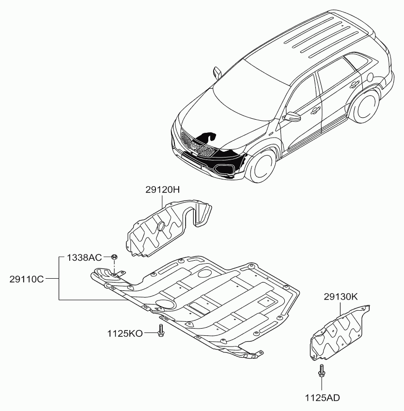 KIA 291102P100 - Insonoristaion du compartiment moteur parts5.com