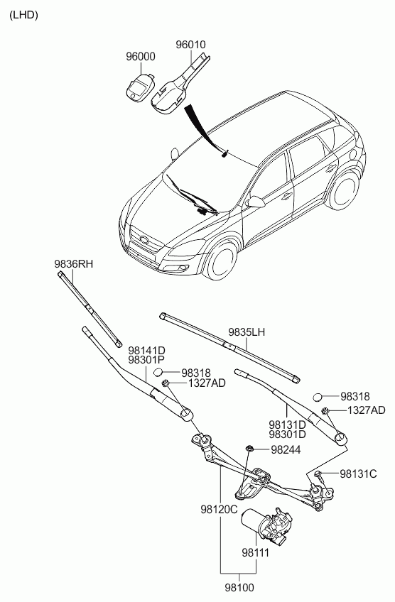 Hyundai 983601H100 - Щетка стеклоочистителя parts5.com