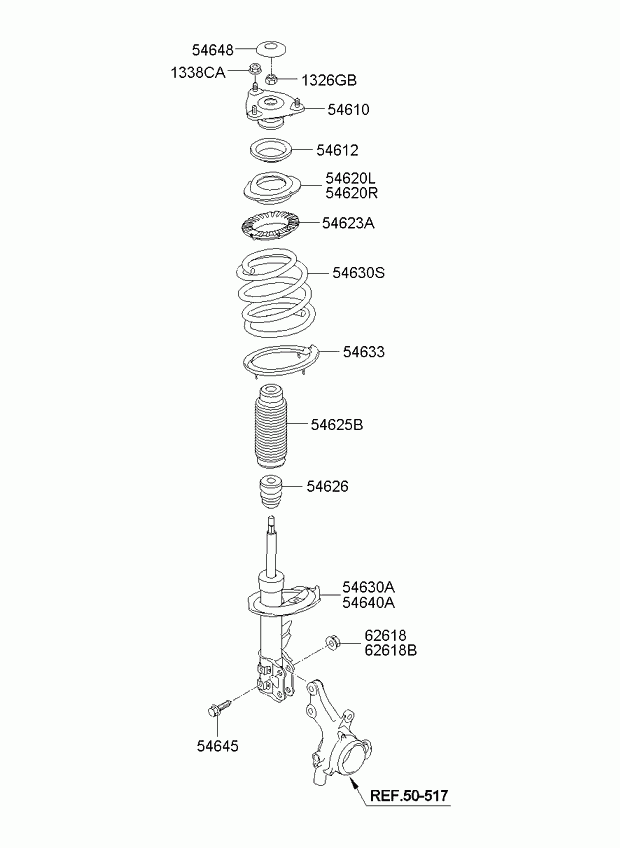 Hyundai 54612-1G010 - Rolling Bearing, suspension strut support mounting parts5.com