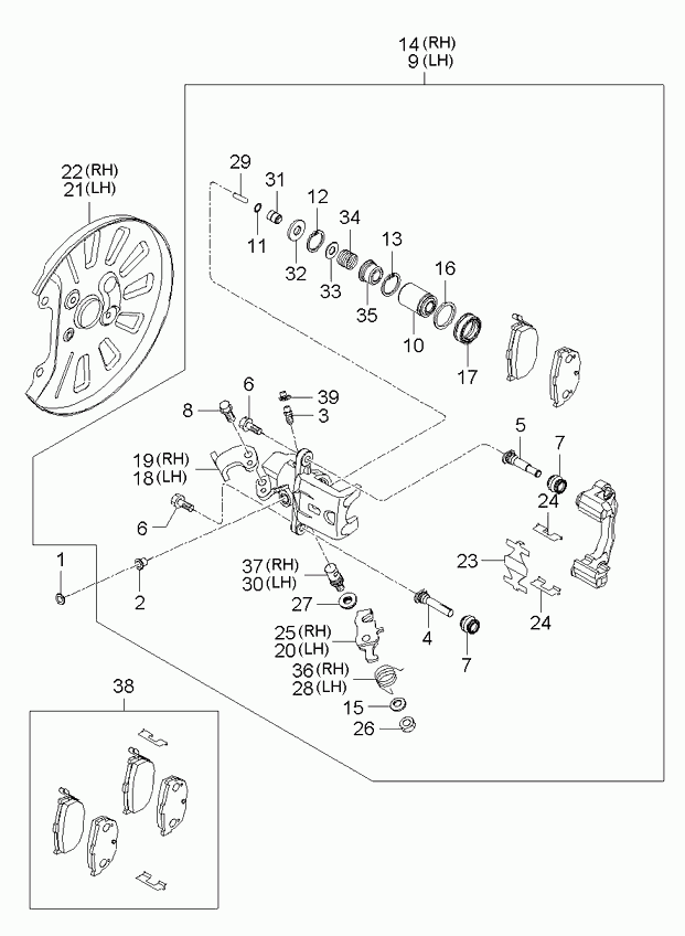 Hyundai 58302-2FA10 - Bremsbelagsatz, Scheibenbremse parts5.com