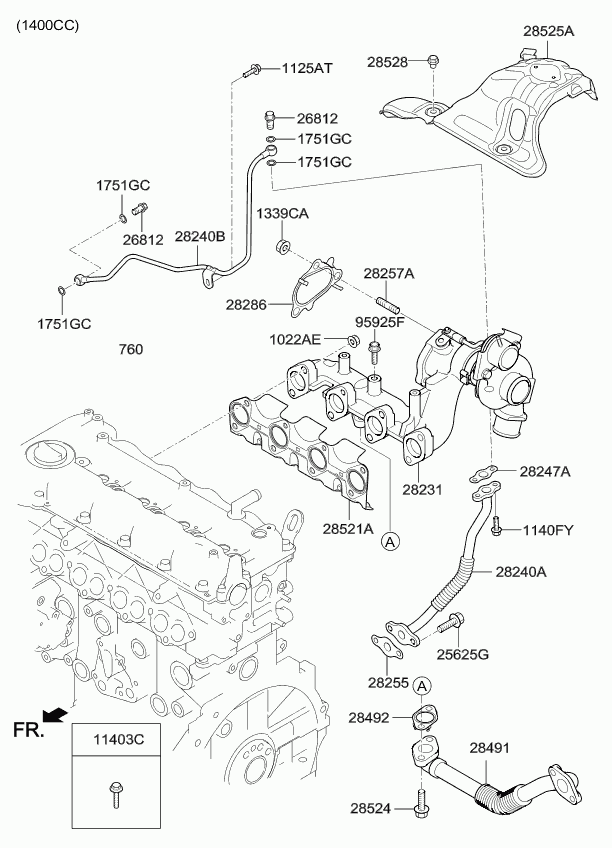 Hyundai 28241-2A760 - Õliühendus,kompressor parts5.com