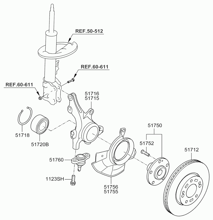 Hyundai 51720-1D000 - Wheel hub, bearing Kit parts5.com