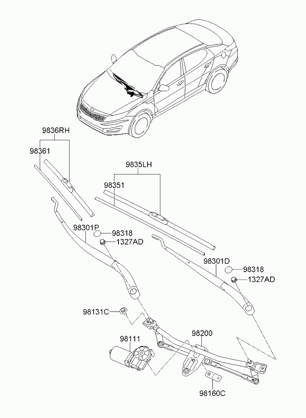 KIA 983612V000 - Limpiaparabrisas parts5.com