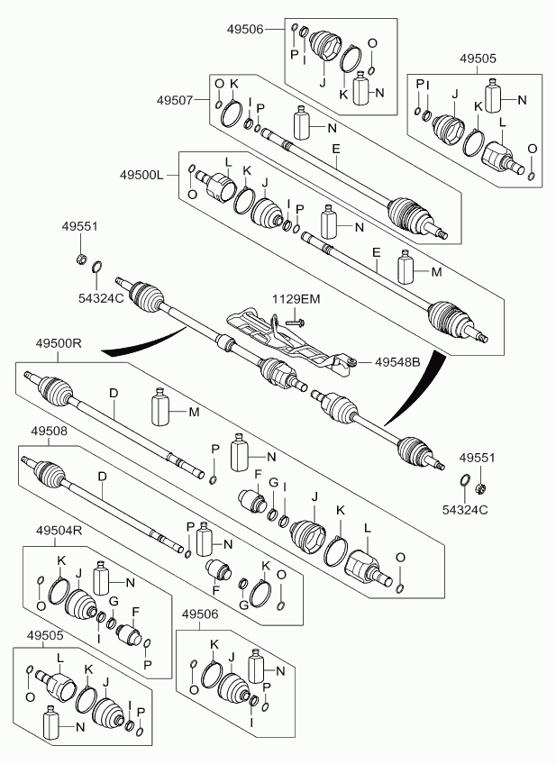 Hyundai 495512G100 - Σετ ρουλεμάν τροχών parts5.com