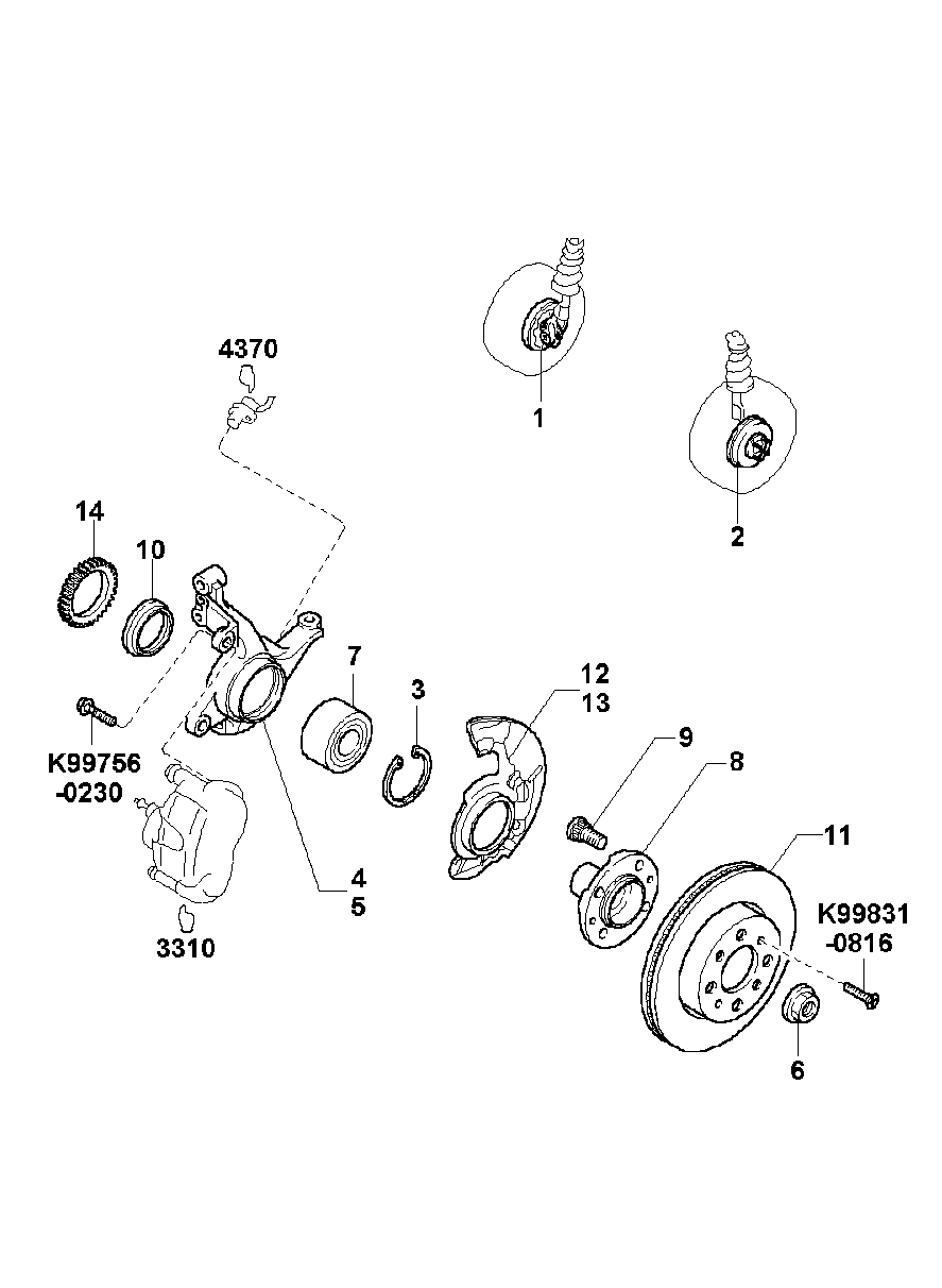 KIA 0K9A233047 - Set rulment roata parts5.com