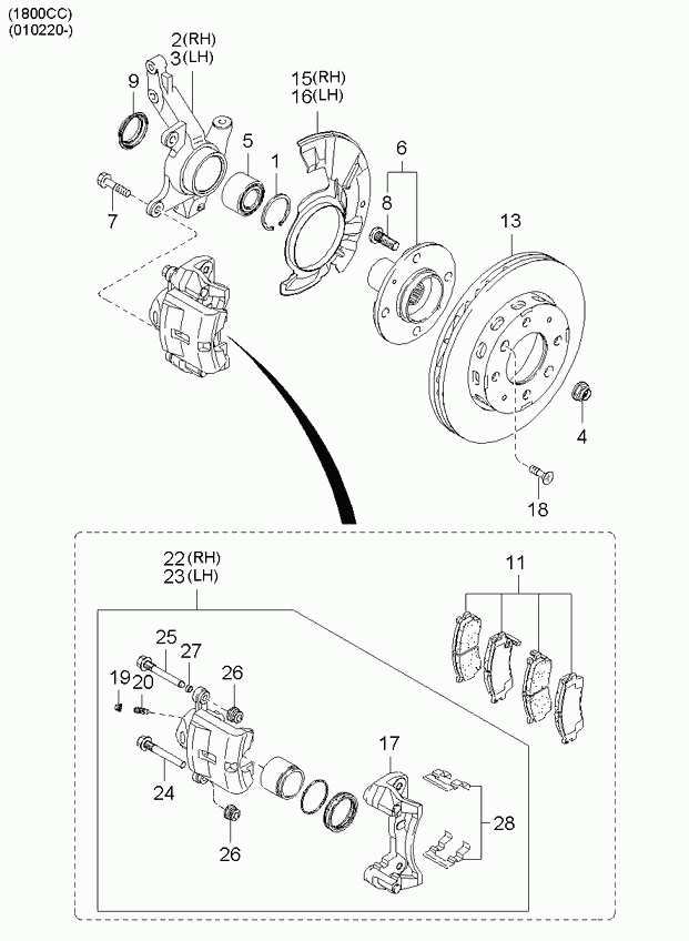 KIA 0K2A23323ZB - Set placute frana,frana disc parts5.com