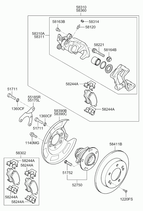 KIA 584001P300 - Okvir kolutne zavore parts5.com