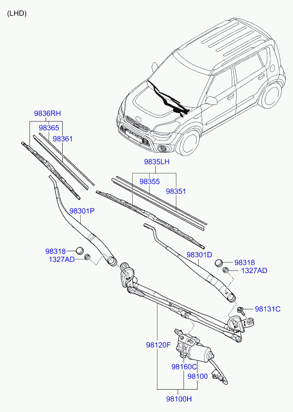 Hyundai 983602K000 - Metlica brisača parts5.com