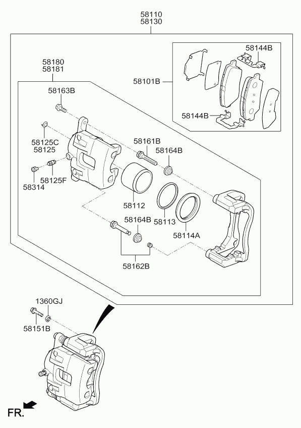 KIA 58180 A4A10 - Etrier frana parts5.com