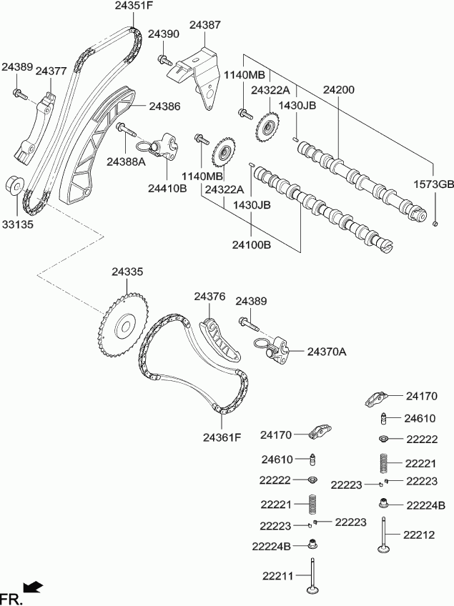 Hyundai 24377-2A000* - Komplet krmilne verige parts5.com