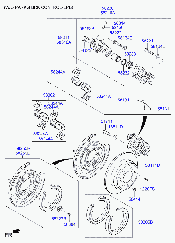 KIA 58302D4A65 - Sada brzdových destiček, kotoučová brzda parts5.com