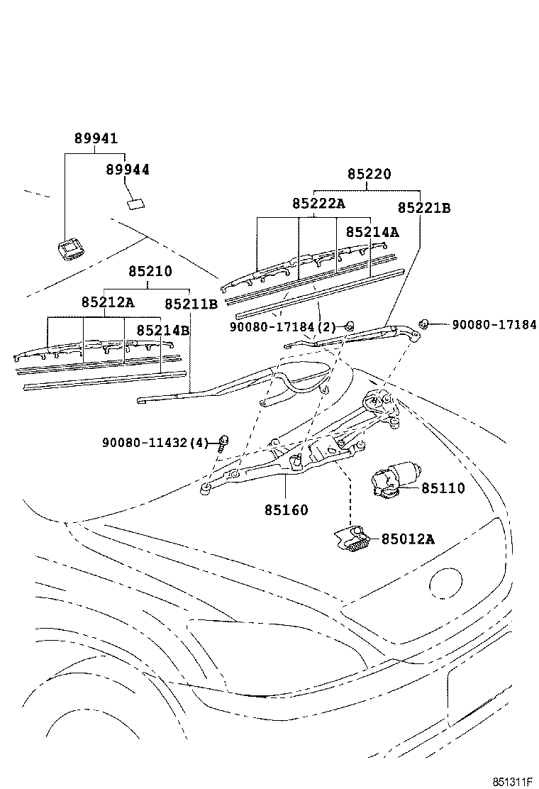 TOYOTA 852220E010 - Silecek süpürgesi parts5.com