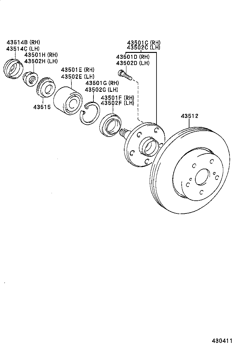 TOYOTA 43502-22080 - Butuc roata parts5.com