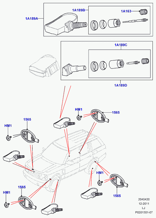 Jaguar LR031712 - Senzor kotača, sustav za kontrolu tlaka u gumama parts5.com