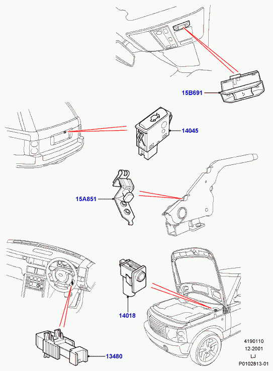 Land Rover XKB000020 - Comutator lumini frana parts5.com