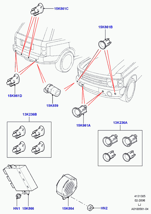 Land Rover YDB000121PNF - Sensor, ajutor parcare parts5.com