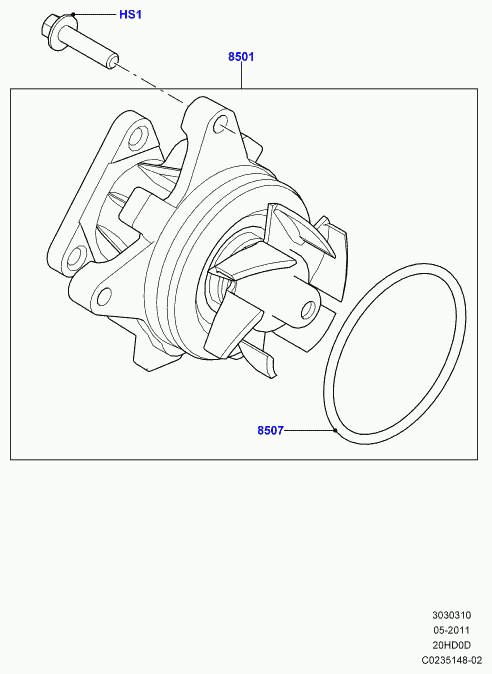 Land Rover LR025302 - Vesipumppu parts5.com