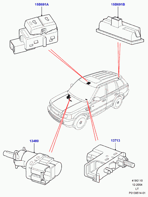 Land Rover XKB500110 - Prekidač za stop-svetlo parts5.com