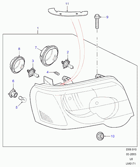 Land Rover XZQ000010 - Izzó, ködlámpa parts5.com