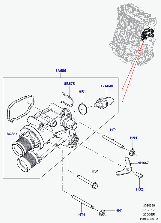 Land Rover LR006857 - Soğutucu akışkan sıcaklık sensörü parts5.com