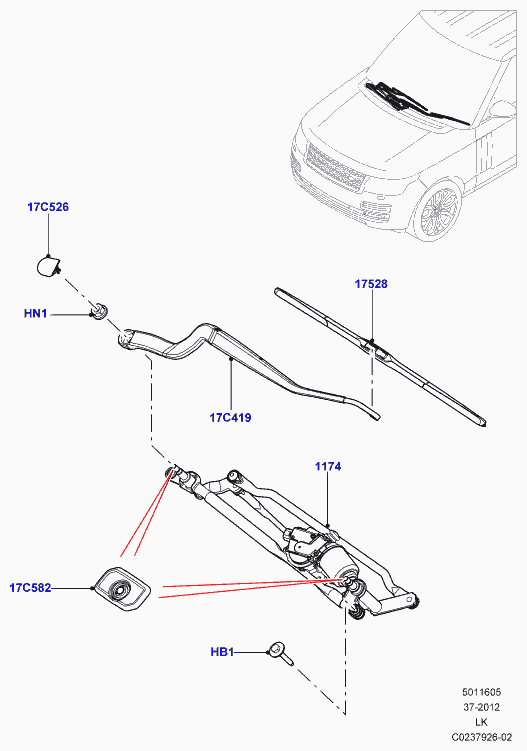 Land Rover LR033028 - Щетка стеклоочистителя parts5.com