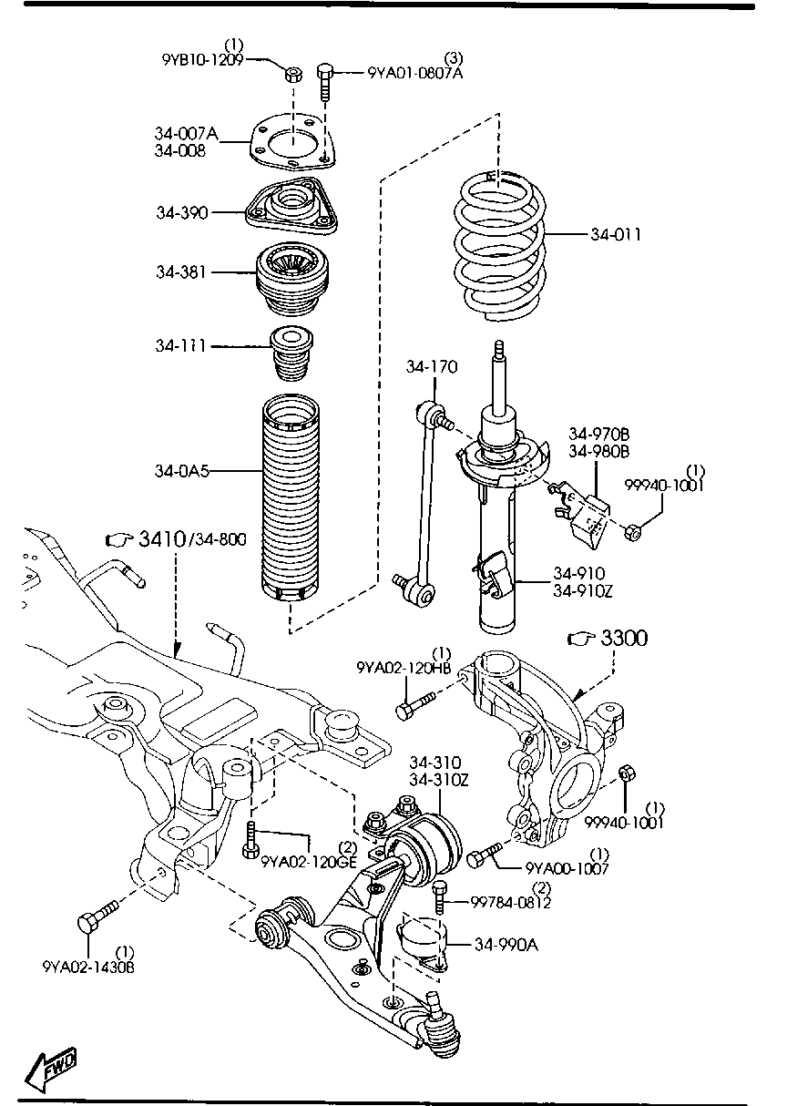 MAZDA 9YA02-120GE - Asennussarja, ohjausvipu parts5.com