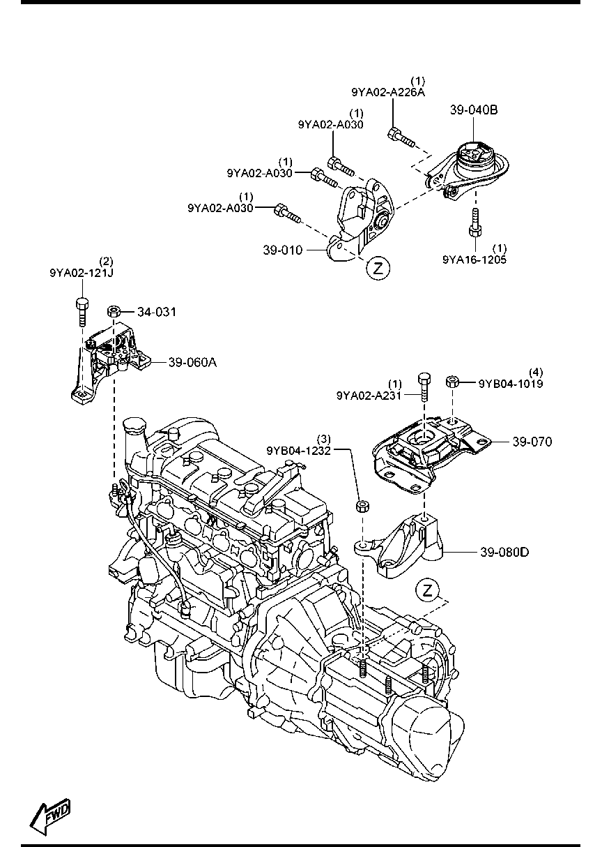 MAZDA BP4S-39-040B - Suport motor parts5.com