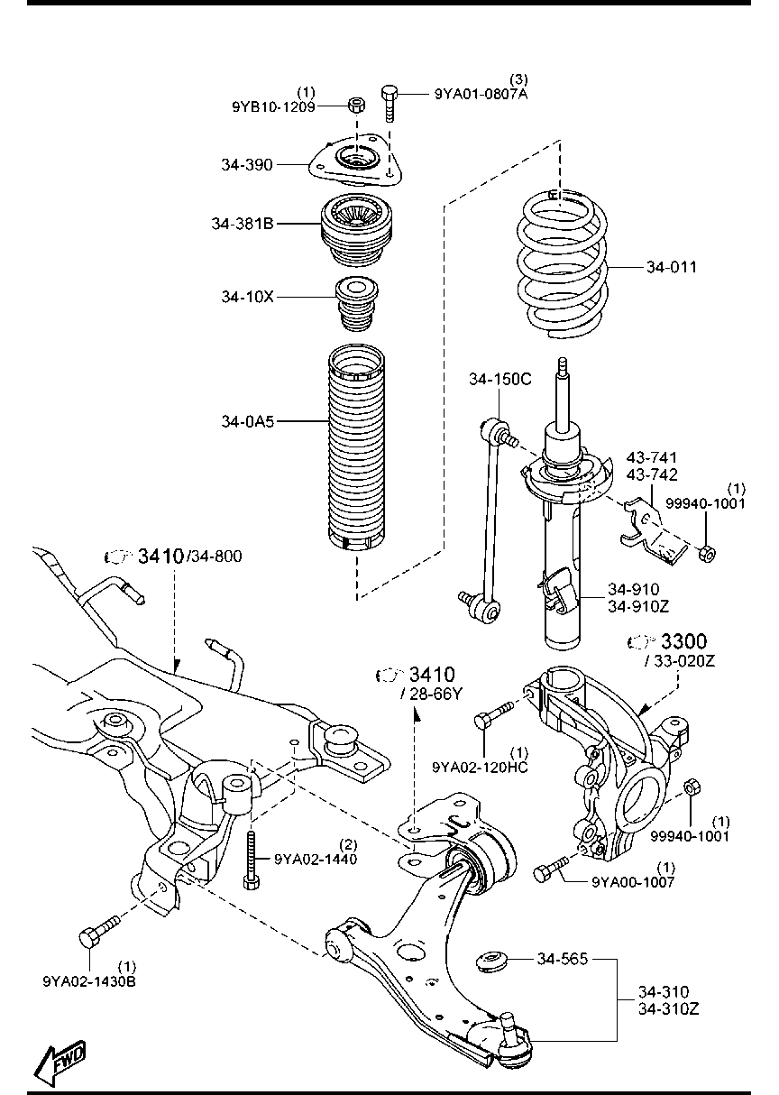 MAZDA B39D-34-380A - Top Strut Mounting parts5.com