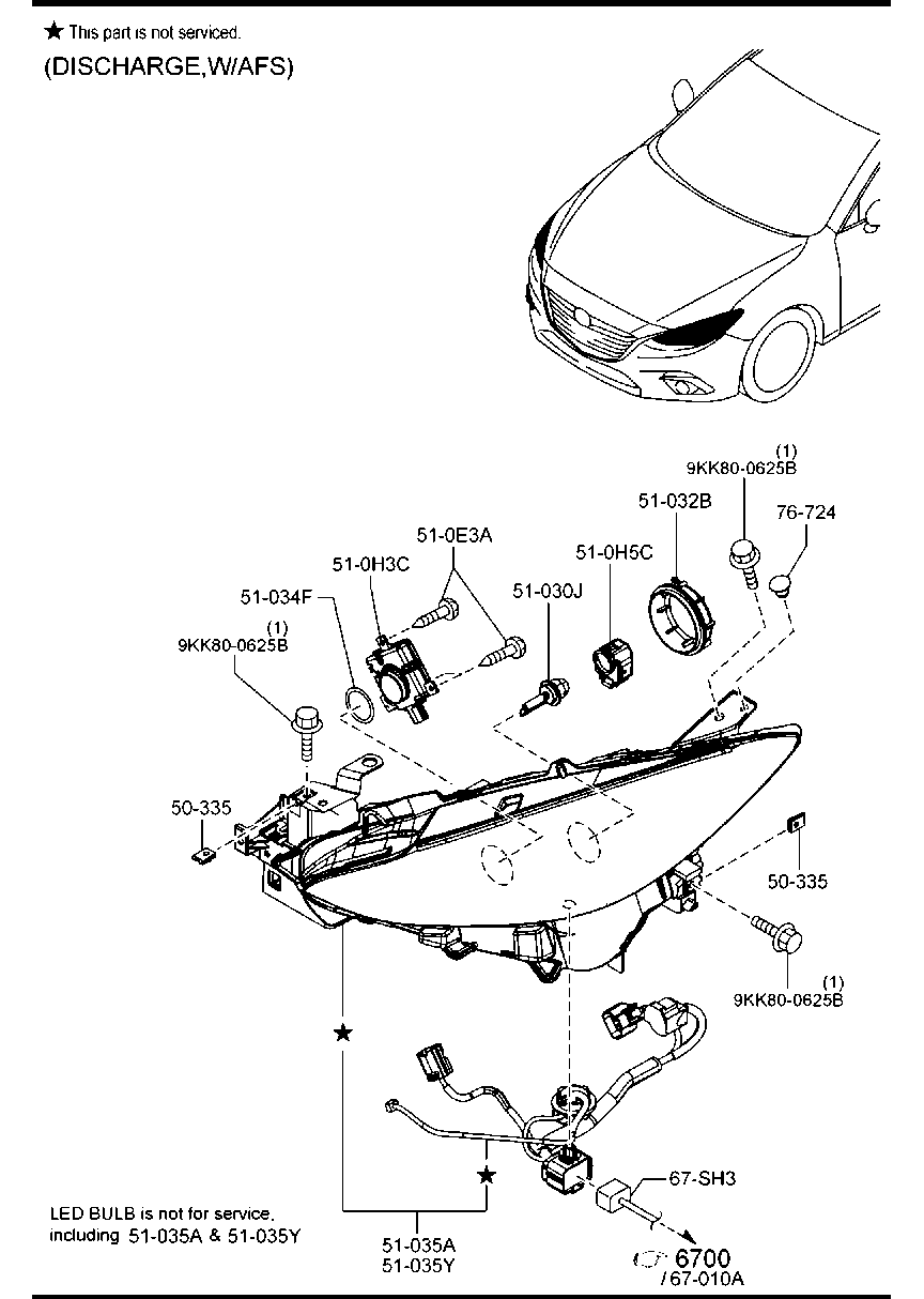 MAZDA 90703-9350 - Bec, far faza lunga parts5.com